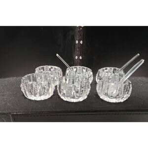 Set of 6 Open salt cellars with 3 spoons - Crystal  by Papel W. GERMANY